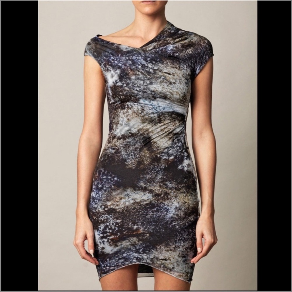 Helmut Lang Oxide Print Star Twist Dress NWT